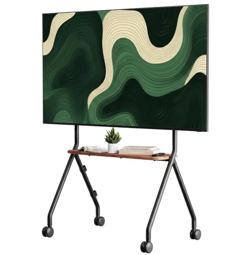 Rolling Easel TV Stand for 49, 80 Inch TVs, Mobile TV Cart with Lockable Wheels, view 2