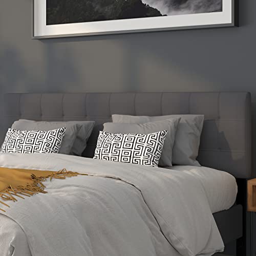 Bedford Tufted Upholstered King Size Headboard in Dark Gray Fabric, view 2