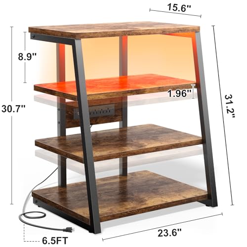 AV Media Stand with Outlets, Media Console with LED Lights, view 4
