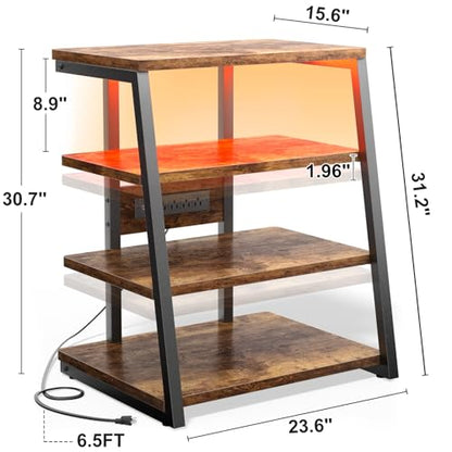 AV Media Stand with Outlets, Media Console with LED Lights, view 4