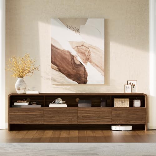 70" Modern Wood TV Stand with Curved Edge for TVs Up to 80", view 2