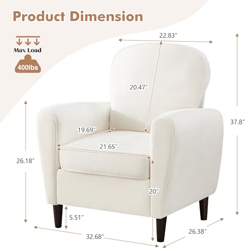 Accent Chair Set of 2, Beige Mid Century Modern Comfortable Cushioned Chair, view 3