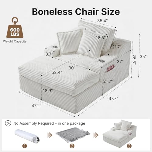 Oversized Chaise Lounge Chair Indoor, Upholstered Sleeper Sofa Bed, view 3