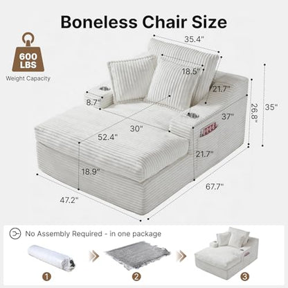 Oversized Chaise Lounge Chair Indoor, Upholstered Sleeper Sofa Bed, view 3