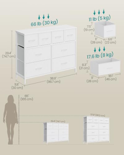 Wide Dresser for Bedroom, 8 Fabric Drawers with Steel Frame, view 4