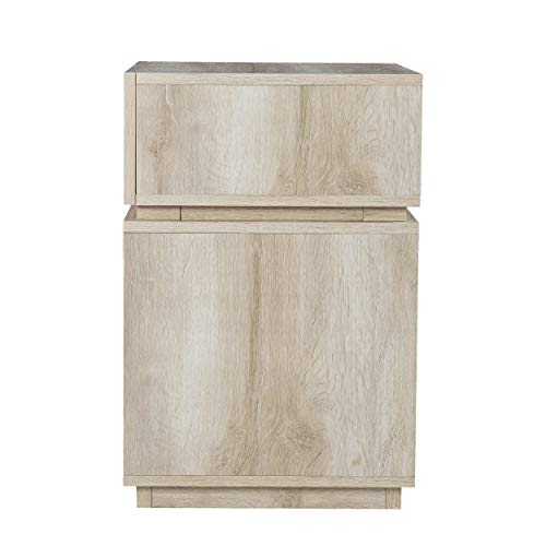Mortayne Side Table with Charging Station - Transitional Design, Brown Finish - Ideal for Living Room, Bedroom (OC1106906)