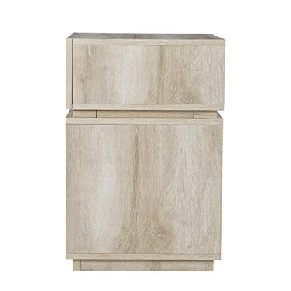 Mortayne Side Table with Charging Station - Transitional Design, Brown Finish - Ideal for Living Room, Bedroom (OC1106906)