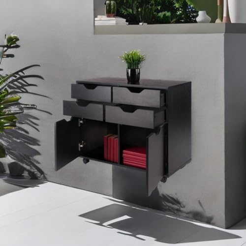 Wood Halifax 2-Section Mobile Storage Cabinet - Stylish, Versatile, Easy to Move