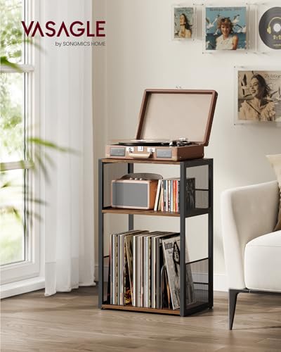 3-Tier Record Player Stand, Vinyl Record Storage up to 100 Albums, view 3