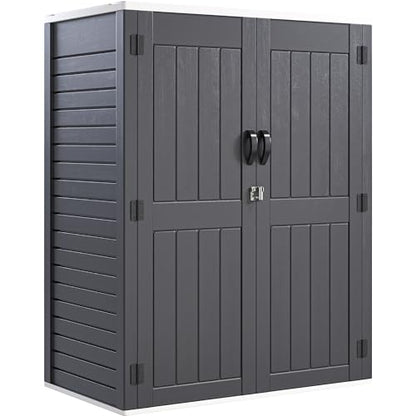 59 cuft Vertical Outdoor Storage Shed w/o Shelf, 5.6 x 2.3 ft Lockable Resin Waterproof Tall Storage Cabinet, Suitable for Patio Furniture, Pool Accessories, and Garden Tools, Dark Gray