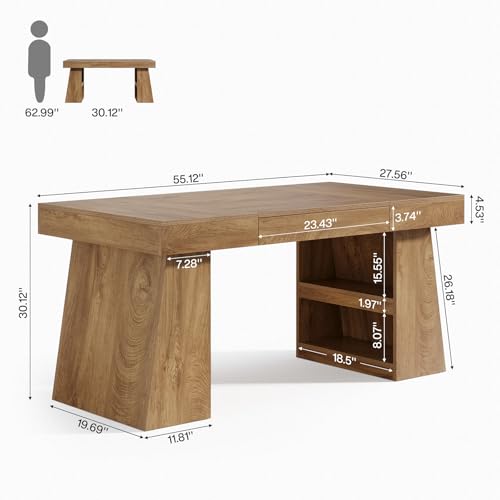 55-Inch Executive Desk with Drawer, view 3