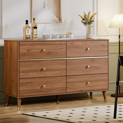 6 Drawer Dresser, 47" Wide Mid Century Chest of Drawers, view 7