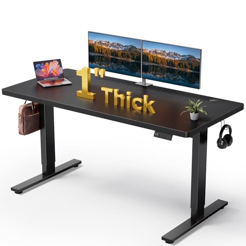 Black 60x28 in Standing Desk, 1 Inch Thick Tabletop, Double Frame, view 2