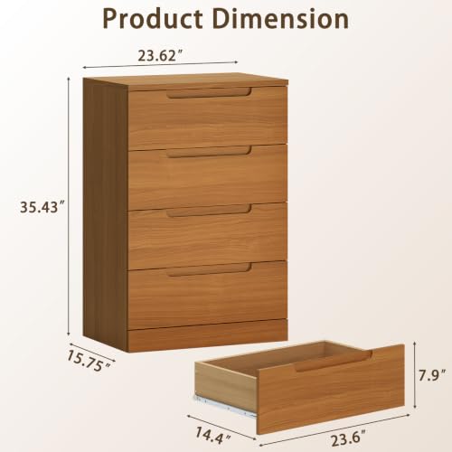 4 Drawer Dresser, Solid Wood Dresser for Closet, view 4