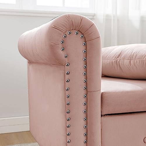 Majnesvon Velvet Chaise Lounge with Storage, Classic Style with Pillow, view 8