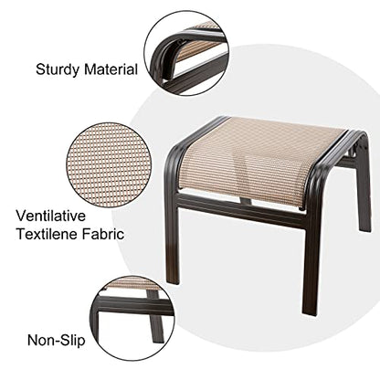 Outdoor Footstools Metal Patio Chairs Outdoor Ottoman Furniture Outside Footrests Small Seat Set of 2 for Garden,Balcony,Lawn, 22 inches *20 inches *17 inches