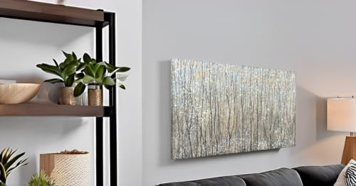 Abstract Tree Canvas Wall Art - Brown Forest Paintings with Gold Foil - Modern Landscape Pictures for Living Room Bedroom Bathroom Decor