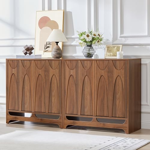 63" W Walnut Sideboard Buffet Cabinet with Storage Set of 2, view 2