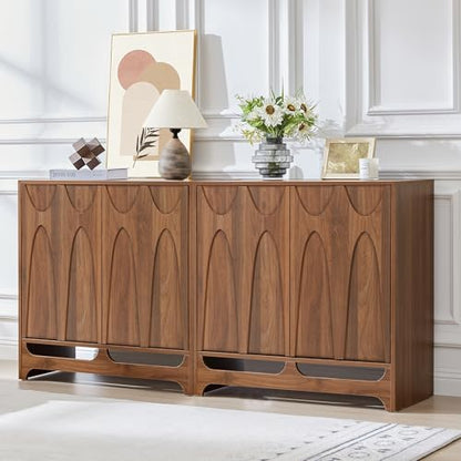 63" W Walnut Sideboard Buffet Cabinet with Storage Set of 2, view 2