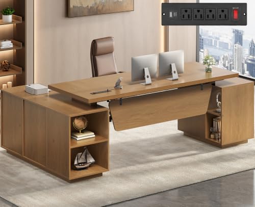 85.8" Large Executive Desk with Power Outlet, Ample Storage, view 2