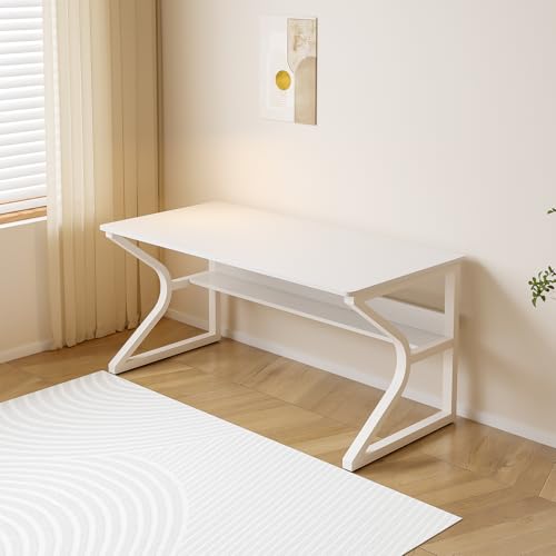 47.3-Inch Writing Desk with Storage Shelf, Warm White, view 7