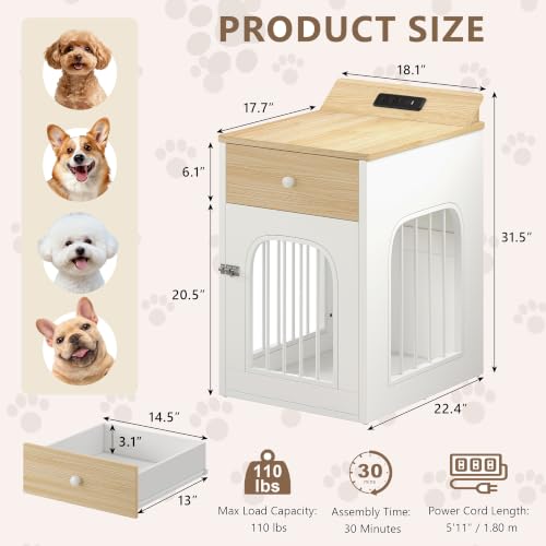 Dog Crate Furniture for Small Dogs, Natural Oak, view 3
