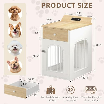 Dog Crate Furniture for Small Dogs, Natural Oak, view 3