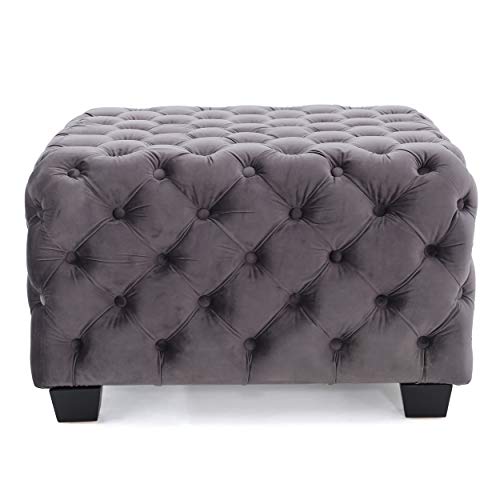 Christopher Knight Home Jaymee Velvet Ottoman, Grey