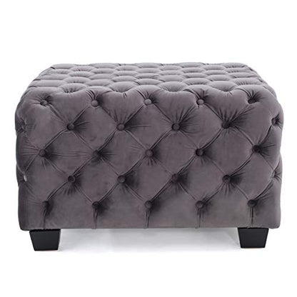 Christopher Knight Home Jaymee Velvet Ottoman, Grey
