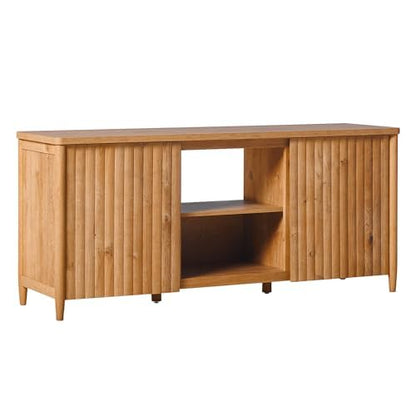 Scandinavian Reeded TV Stand with Storage for up to 70" TV English Oak
