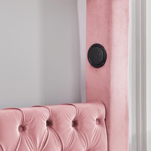 Queen Size Velvet Canopy Bed with Button Tufted Headboard, Pink, view 7