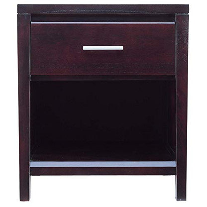 Solid Wood Nightstand, Nevis - Espresso, 1-Drawer