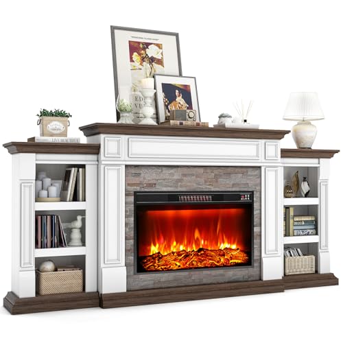 80" Fireplace TV Stand for TVs Up to 90 Inch, Electric Fireplace with Mantel, view 2