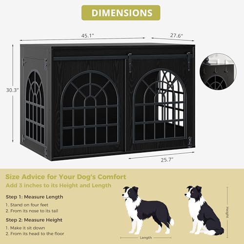 45.1" Dog Crate Furniture with Sliding Barn Door, view 3