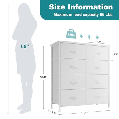 8 Drawer Storage Dresser for Bedroom, White Closet Organizers Units, view 4