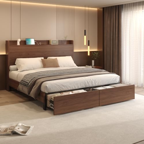 Full Size Bed Frame with Storage Headboard & 2 Drawers, view 5