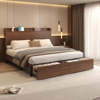 Full Size Bed Frame with Storage Headboard & 2 Drawers, view 5