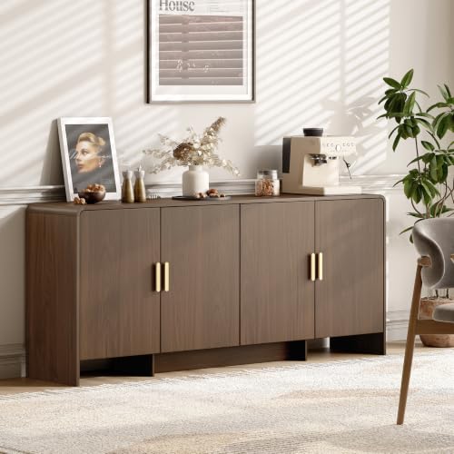 70" Sideboard Buffet Cabinet with Adjustable Shelves Storage,Walnut, view 7