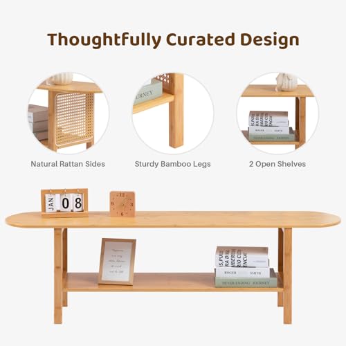 Bamboo TV Stand with Storage for TVs up to 65", view 5