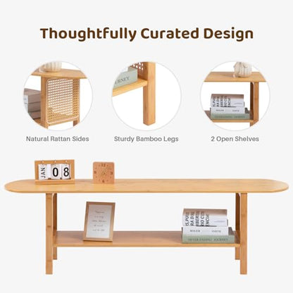 Bamboo TV Stand with Storage for TVs up to 65", view 5