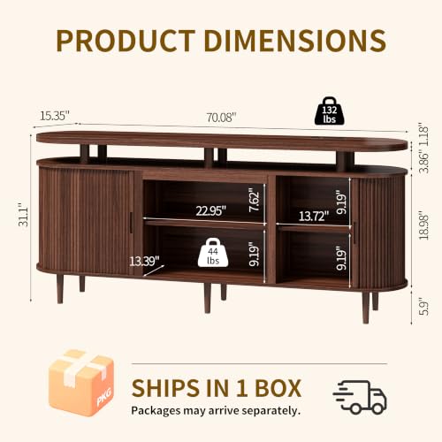 70" Fluted TV Stand for TVs Up to 80", view 3