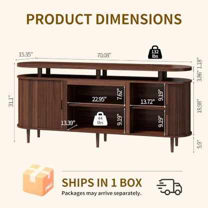70" Fluted TV Stand for TVs Up to 80", view 3