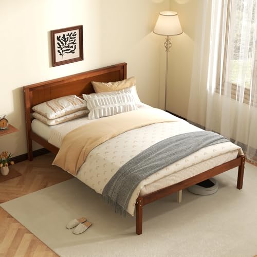 Full Size Wood Platform Bed Frame with Headboard, view 2