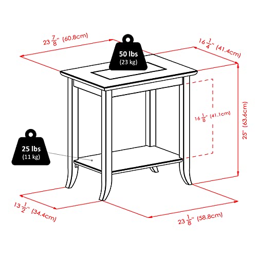 Genoa 25.04 x 23.94 x 16.3-Inch Composite Wood End Table with Glass Top, view 3
