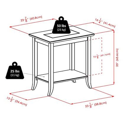 Genoa 25.04 x 23.94 x 16.3-Inch Composite Wood End Table with Glass Top, view 3