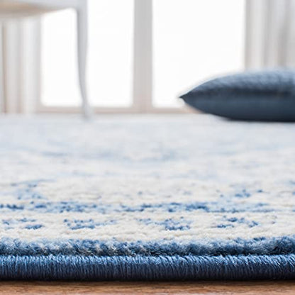 SAFAVIEH Brentwood Collection Area Rug - 6' x 9', Ivory & Navy, Medallion Distressed Design, Non-Shedding & Easy Care, Ideal for High Traffic Areas in Living Room, Bedroom (BNT832A)