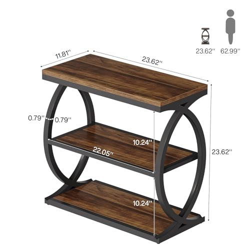 Tribesigns 3-Tier Narrow End Table Set of 2, Bedside Nightstand, Brown