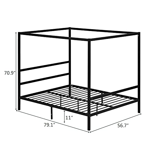 Bonnlo Black Canopy Bed Frame Full with Headboard, view 3