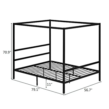 Bonnlo Black Canopy Bed Frame Full with Headboard, view 3