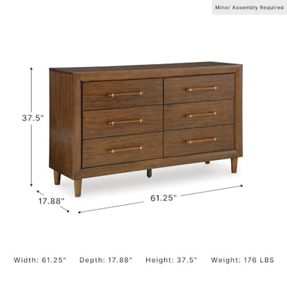 Signature Design by Ashley Mid Century Modern 6 Drawer Dresser for Bedroom, view 3